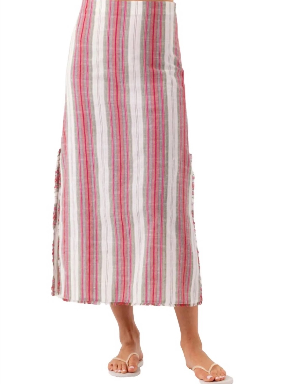 Sundays Striped Pink and White Maxi Skirt